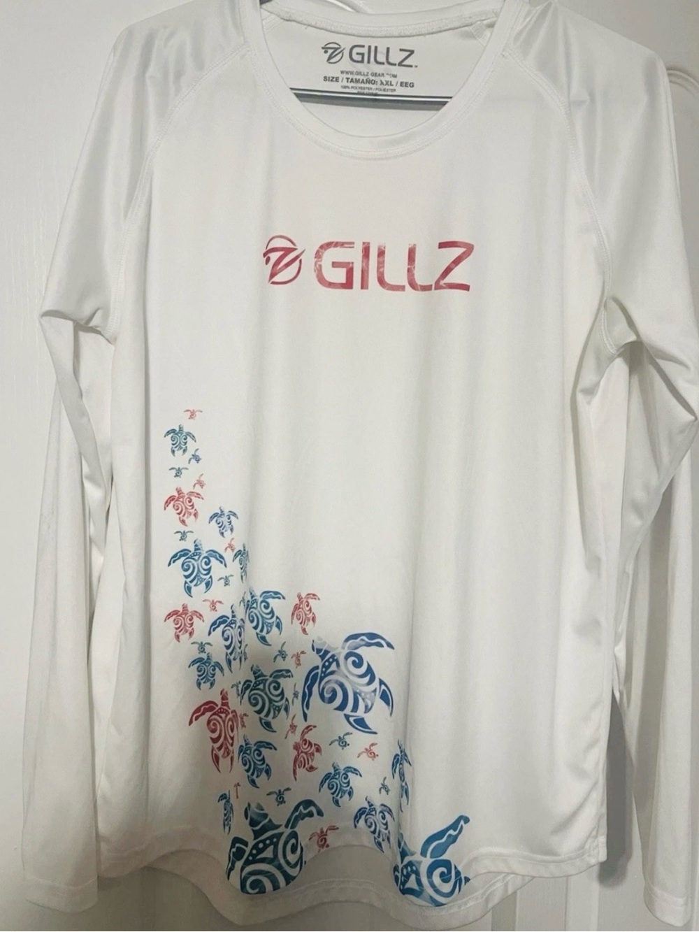 Gillz Men's White Short-Sleeve Style Rash Tee with Blue & Pink Turtle Motif